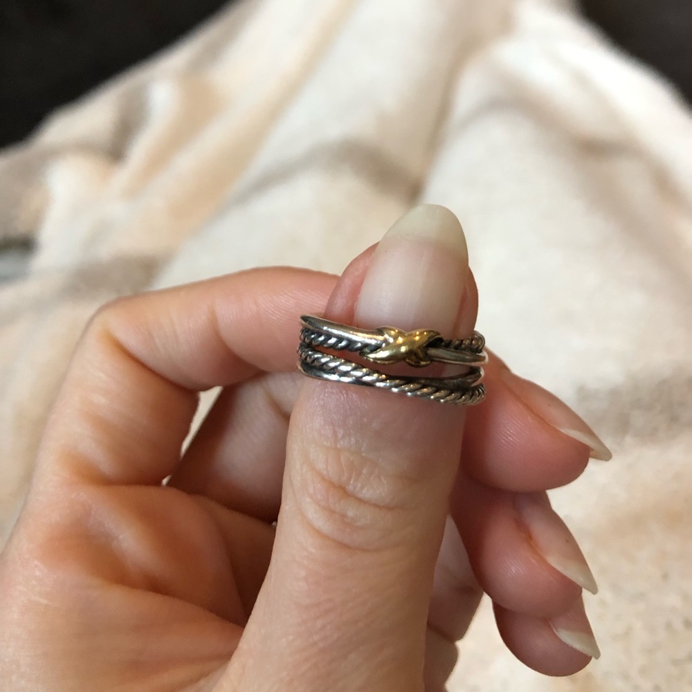 David yurman mixed metal x crossover ring size 7
